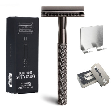 Zero Waste Reusable Safety Razor for Men with Metal Handle and Double Edge Blades