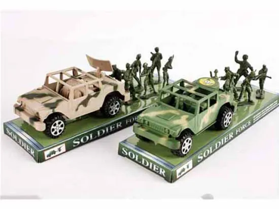 FRICTION CAR WITH 6 ARMY