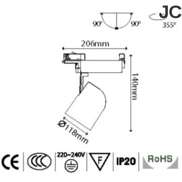 LED 3-Phase Track light 2000lm(RADO series)
