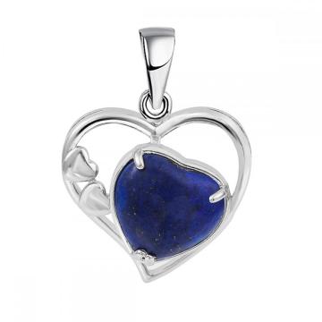 Lapis Lazuli Love Heart Birthstone Pendant Gemstone Necklaces for Women