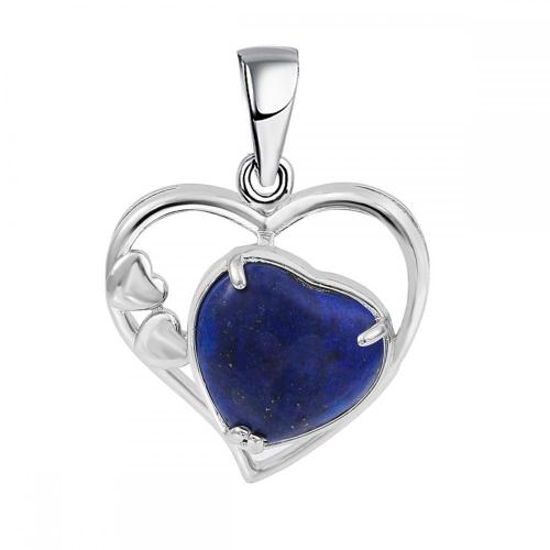 Lapis Lazuli Love Heart Birthstone Pendant Gemstone Necklaces for Women