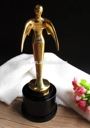 flying man golden statuette for crystal metal trophy cup