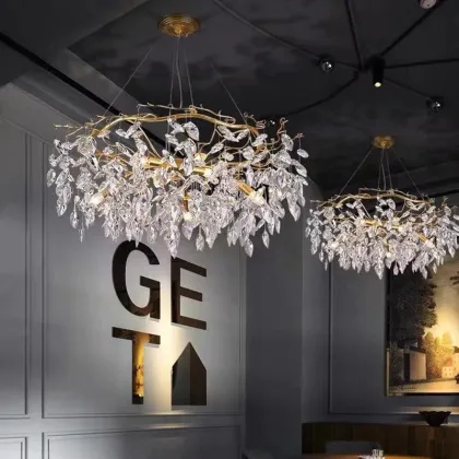 Modern Luxury Gold Crystal Chandelier with Murano Glass and K9 Crystals