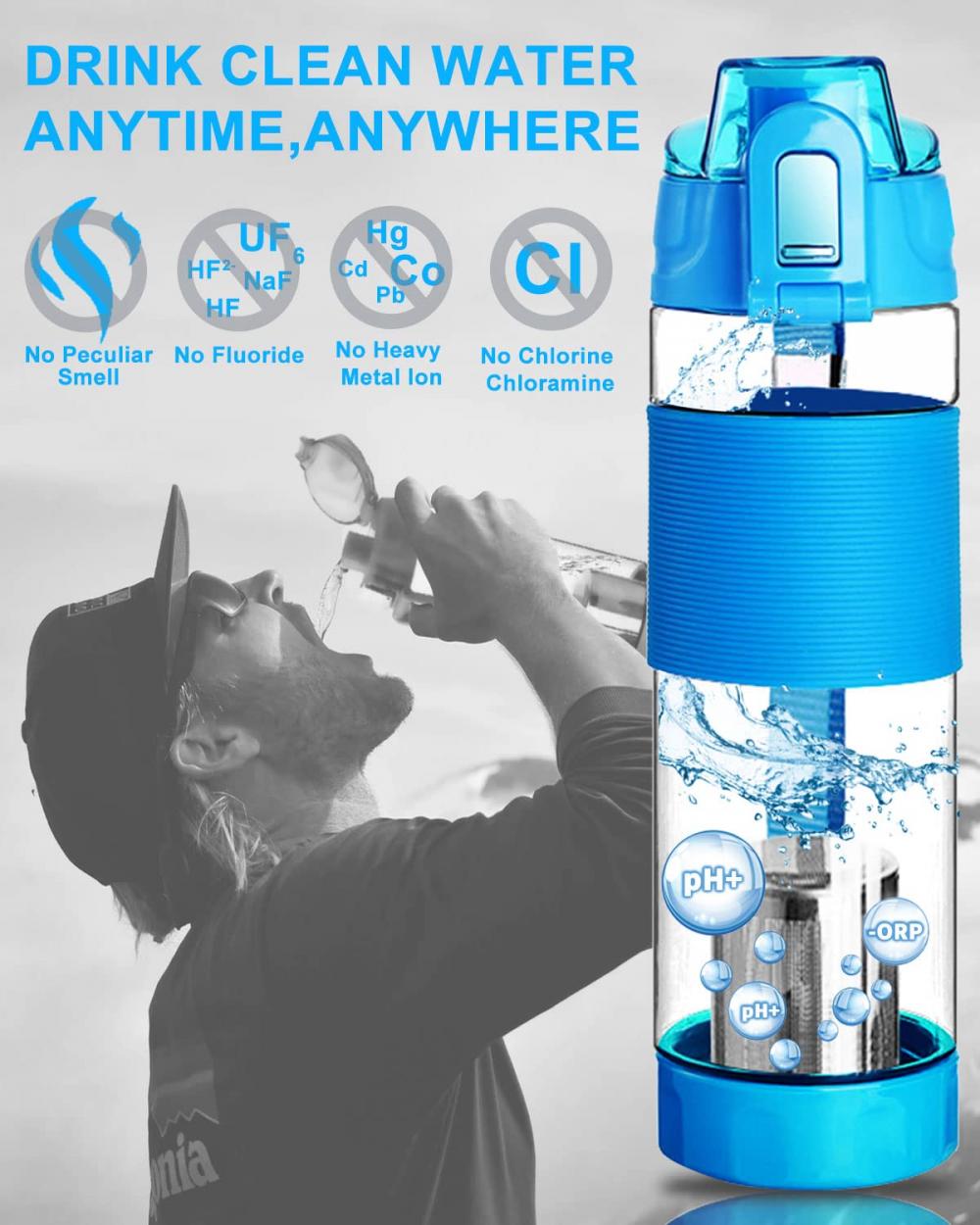 Filterelated Sport Office Indoor Outdoor Plastic Korea Tritan Hydrogen Rich Alkaline Ionizer Water Bottle With Filter