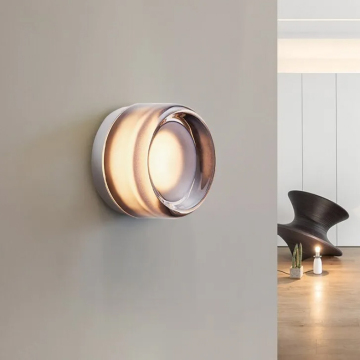 Phong cách Bắc Âu Amber Bedside Acrylic Wall Light - Thiết kế mặt trăng tròn