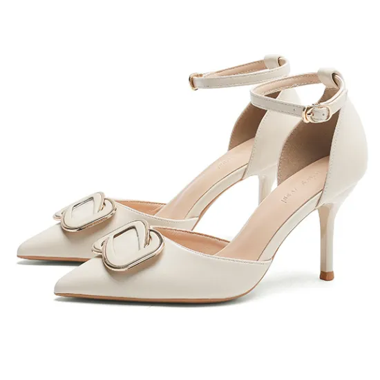 2024 Summer New Large Size 43 High Heel Sandals: Stylish Pointed Toe Thin Heel Women's Shoes Handmade with PU Material