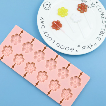 INTODIY Cherry Blossom Children's Double Layered Heart-Shaped Star Silicone Lollipop Mold