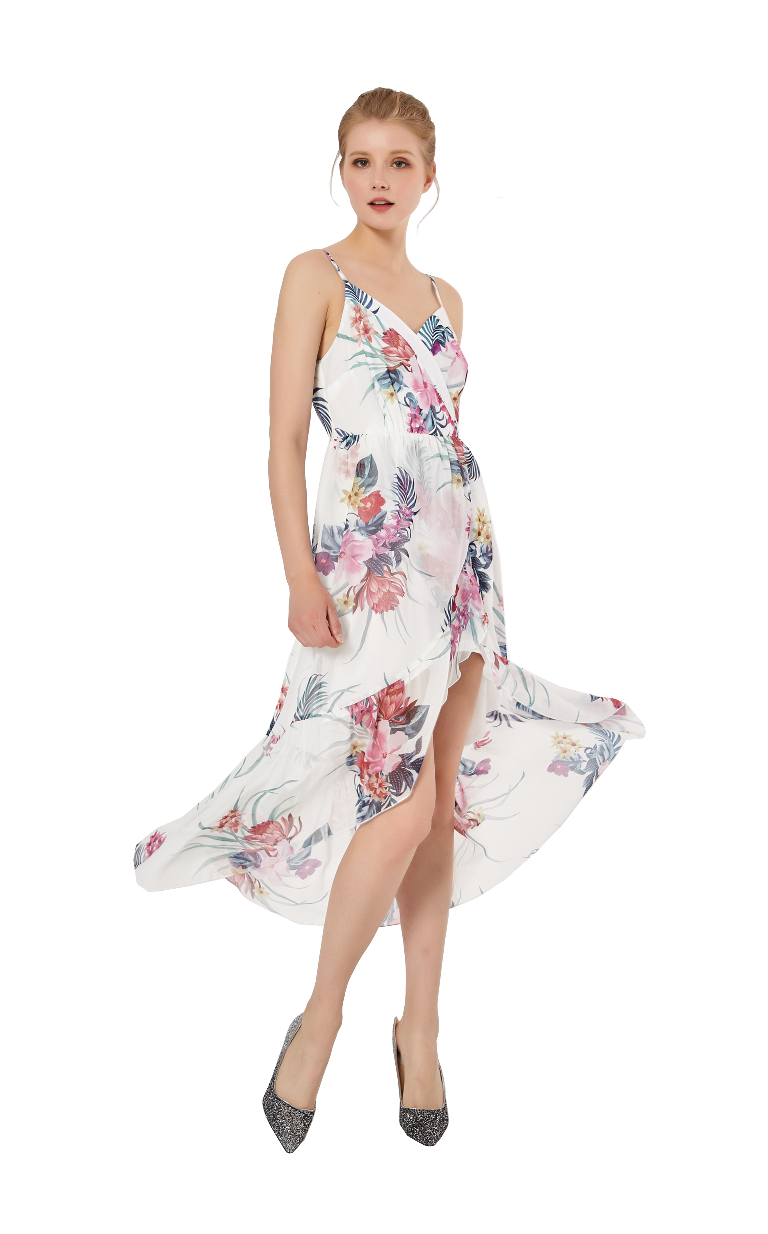 Play Around Midi Dress Crossover V Neckline