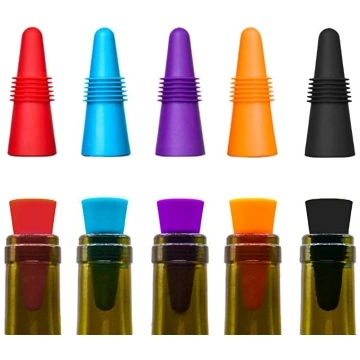 Silicone Wine Stoppers 6PK Color Wine Bottle Stoppers for Wine Beverage  Soda Beer Keep Freshness, Reusable Wine Corks with Wine Gift Box