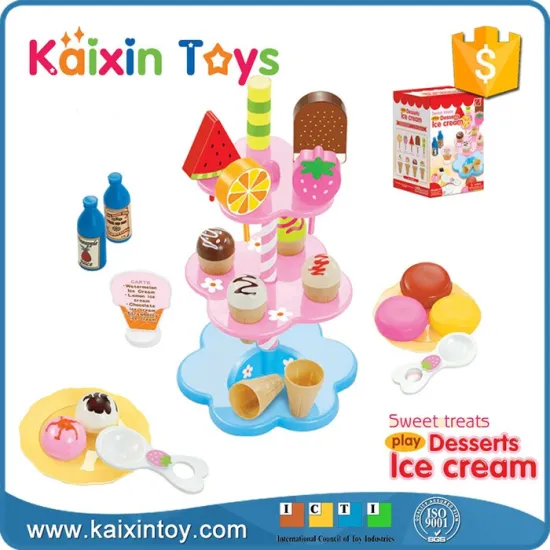 kitchen pretend set plastic DIY ice cream toy for kids