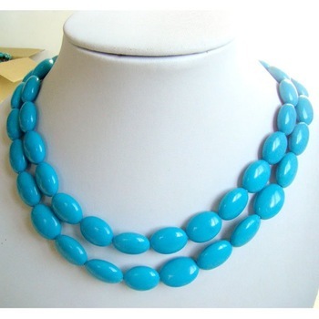 Turquoise gemstone necklace flat turquoise beads TQN0042