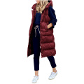 Womens Thick Hooded Sleeveless Long Coats Jacket