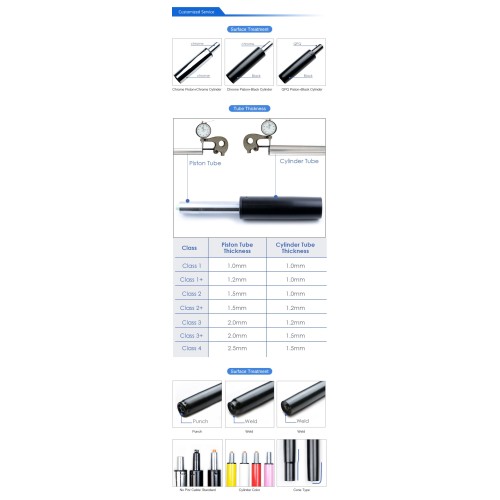 High Pressure Seamless Steel Gas Spring Factory Customized Gas Spring For Office Chairs Manufactory