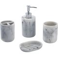 Marbling Polyresin Bathroom Accessory Set 4-Piece