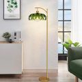 Green glass lampshade adjustable height floor lamp
