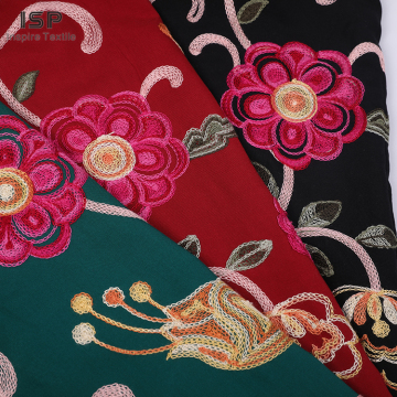 100% Viscose Dyed With Embroidery Fabric