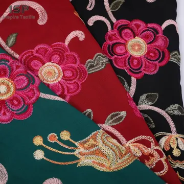 100% Viscose Dyed With Embroidery Fabric