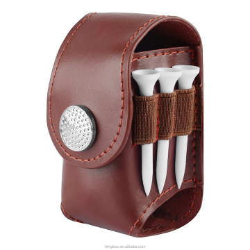 Portable PU Leather Golf Ball Pouch - Holds 2 Balls and 3 Tees