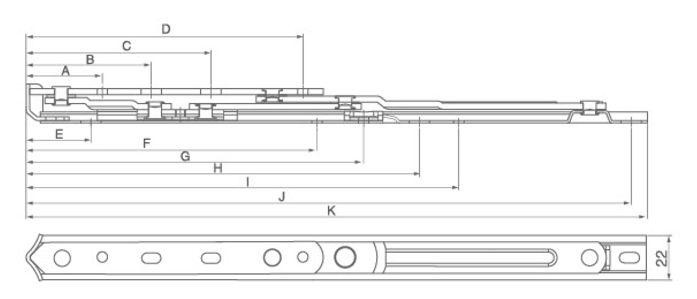 HC22S stainless steel friction stay installation diagram