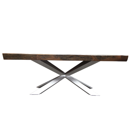 Mesa de café de madera moderna con pierna de metal