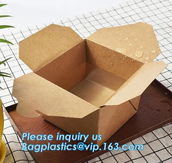 Eco Friendly Disposable takeaway food container Kraft Paper noodle bowls Hot Soup Cup With Paper Flat Lid bagease packag