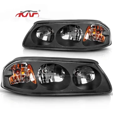 Black Housing Amber Reflector Headlamp for Chevy Impala 2000-2005 (GM2503201 GM2502201)