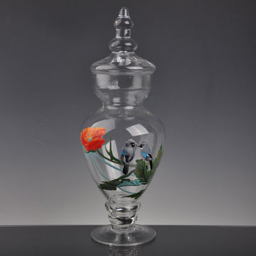 Glass Container with Poetic Decoration, Customized Designs and Packaging Ways are Accepted