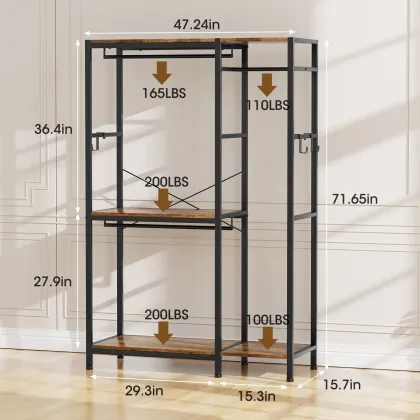 Free-Standing Closet Organizer: Heavy Duty Clothing Rack for Hanging Clothes