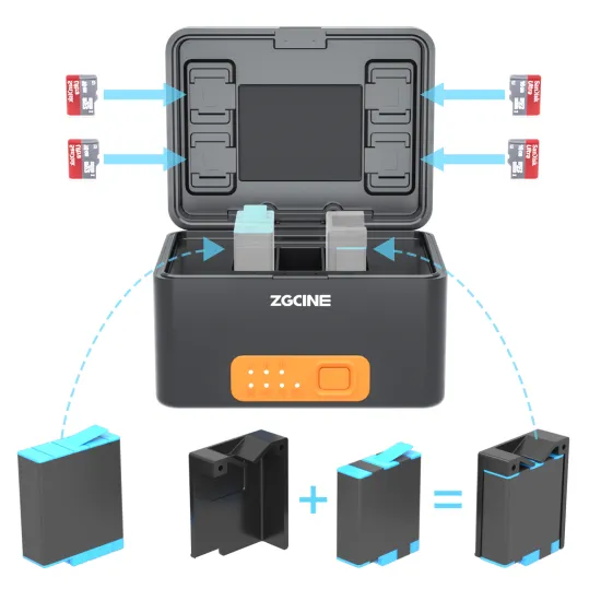 ZGCINE PS-G10: 10400mAh Battery Charger and Case for Quick Charging of GoPro Hero 10/9/8/7/6/5 Batteries