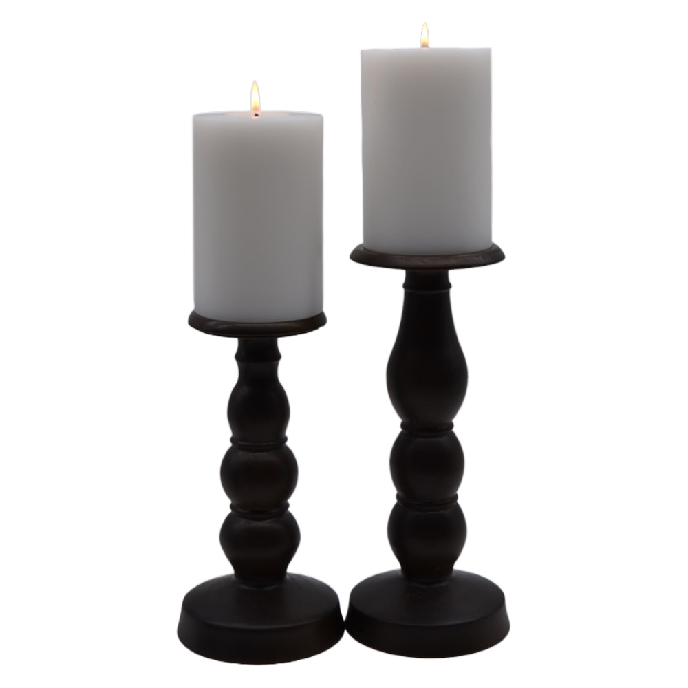 Black Wooden Table Votive Candle Holders