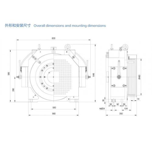 Gearless Elevator Traktionsmaschine mit Blockbremse, MINI-4, 2: 1 Verhältnis