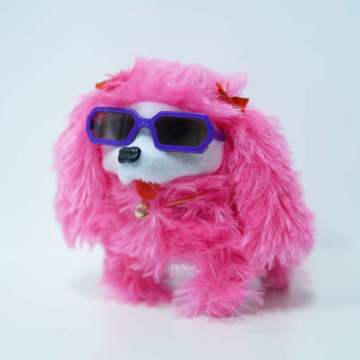 Sunglass Bow Long‑Hair Dog Plush Toy