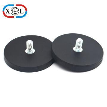 Neodymium Rubber Coated Magnet with External Thread