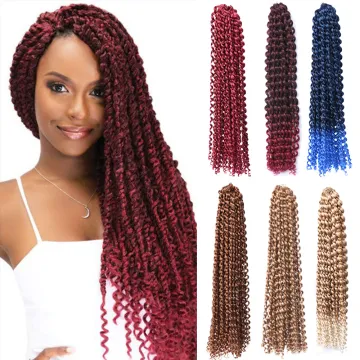 Ombre18 Inch Curly Passion Twist Crochet Braiding Hair Water Wave Synthetic Braids Hair Passion Twist Crochet Hair For Woman