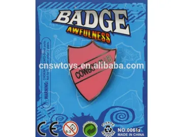 plastic cowboy name badge toy pink color