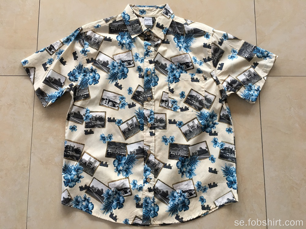 100% bomullstryck Hawaii-skjorta