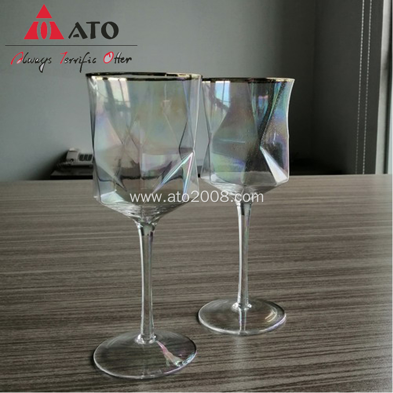 ATO clear wine glass set With Electroplate galss