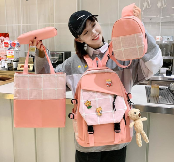 Women's Fashion Backpack Set for Junior High School Students - 4 Piece Pack
