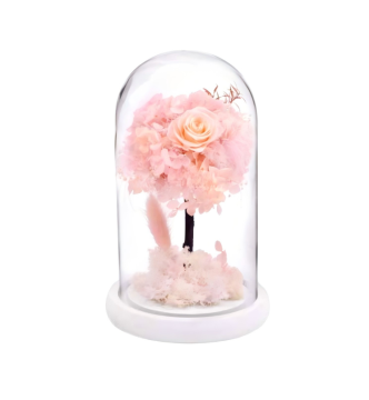 Pink Preserved Tree Glass Dome