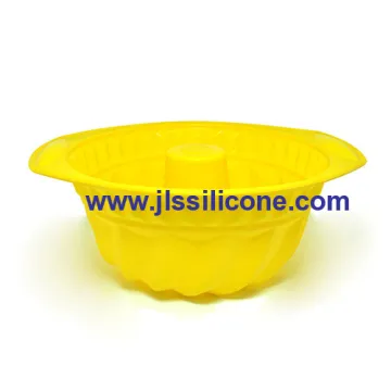 Bright Yellow Silicone Bundt Cake Baking Pans With Holder 