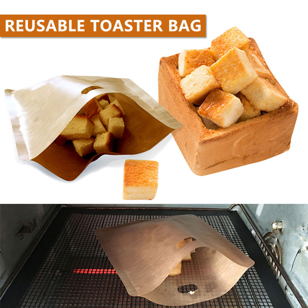 Hot Selling Reusable Toaster Bag Non Stick Bread Bag Sandwich Bags Coated Fiberglass Toast Microwave Heating Pastry Tools