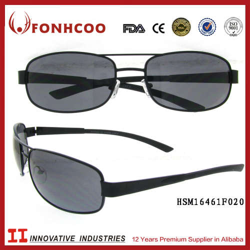 FONHCOO Cheap Fashion Black Frame Metal Sunglasses With Plastic Temple