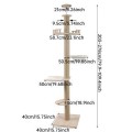 Eco-Friendly Natural Solid Wood Modern Cartoon Pattern 4-Tier Multi-Level Indoor Cat Tree with Interactive Toy for Large Cats
