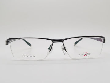 Charmant Optical Frames Z-titanium Black Semi-rim Branded Optical Eyewear Frame Zt11771 Bk