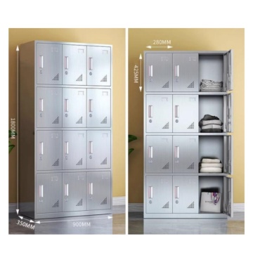 12-Door Stainless Steel Locker Cabinet: Ideal for Gym, School, and Staff Wardrobe Storage