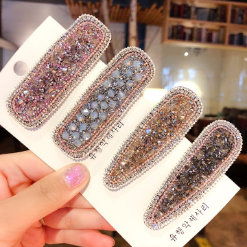 1PC Ins Square Waterdrop Bling Crystal Hairpins Headwear for Women Girls Rhinestone Hair Clips Pins Barrette Hair Accessories