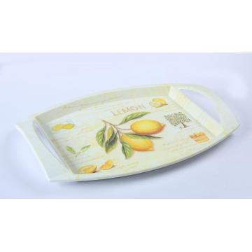 customized decal serving melamine tray with handle