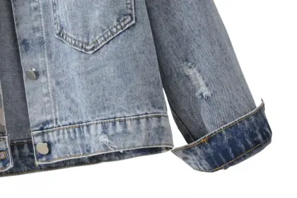 Autumn Custom Leopard Patchwork Denim Jacket for Women