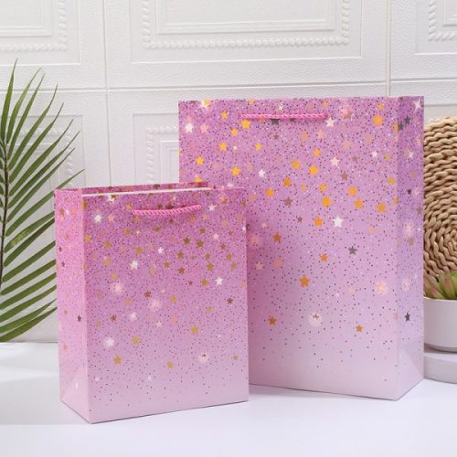 Logo Printed Recyclable Kraft twinkling star Paper Bags