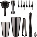 Black Bamboo Wood Display Stand For Home Bartender Kit Bar Set